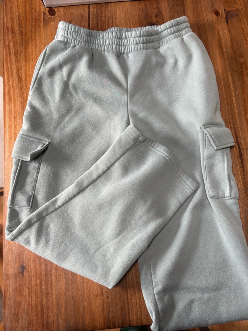 Wide Leg Cargo Sweatpants in Sage Green